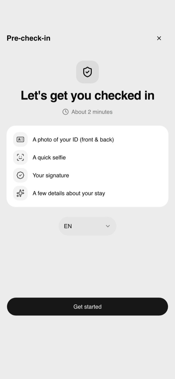 The stay overview in the guest app